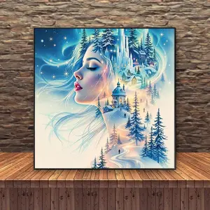 5D Diamond Arts Colorful Painting Kit, Snow Dream Eyes DIY Diamond Arts Colorful Painting by Numbers Kit, Wall Art Decor for Home