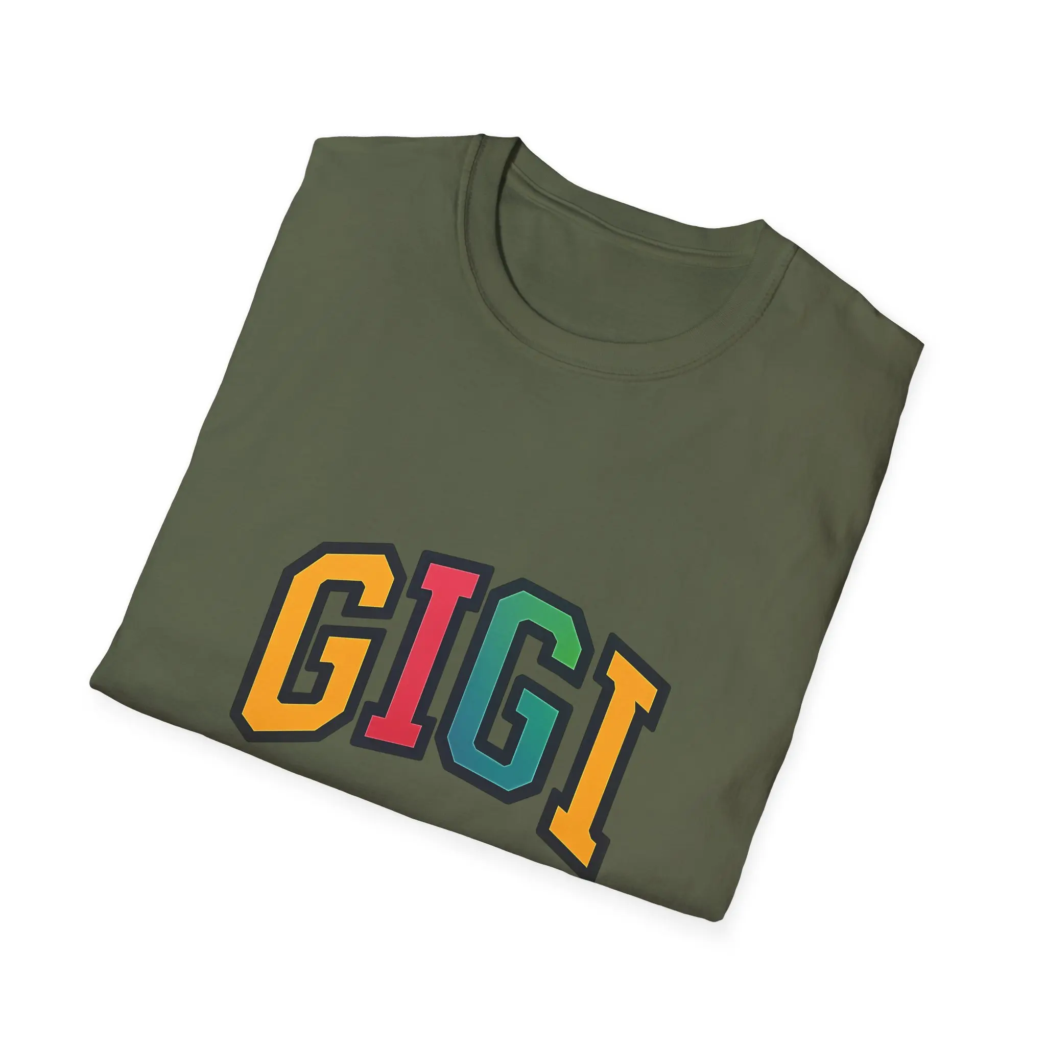 Gigi T-Shirt for Grandma, Casual Short Sleeve Graphic Top in Soft 100% Cotton, Lightweight Everyday Fabric, Tshirt, Breathable, Graphics, Love, Shortsleeve, Print, Round Neck, Tubular Knit, Fits, Drape, Ribbed, Tee, Cold Wash, Clothes, Digital Print, Ring