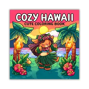 Cozy Hawaii: Cute Coloring Book for Adults & Teens with Charming Characters & Easy-to-Color Tropical Scenes for Relaxation 40 Unique Designs 8.5” x 8.5” Single-Sided Pages Comfortable & Cozy Coloring Book