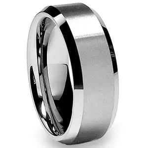 8MM High Polish / Matte Finish Men's Tungsten Ring Wedding Band Sizes 6 to 15