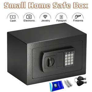 Home small digital security box dual lock key code double unlock mountable cash jewelry private belongings safe cabinet