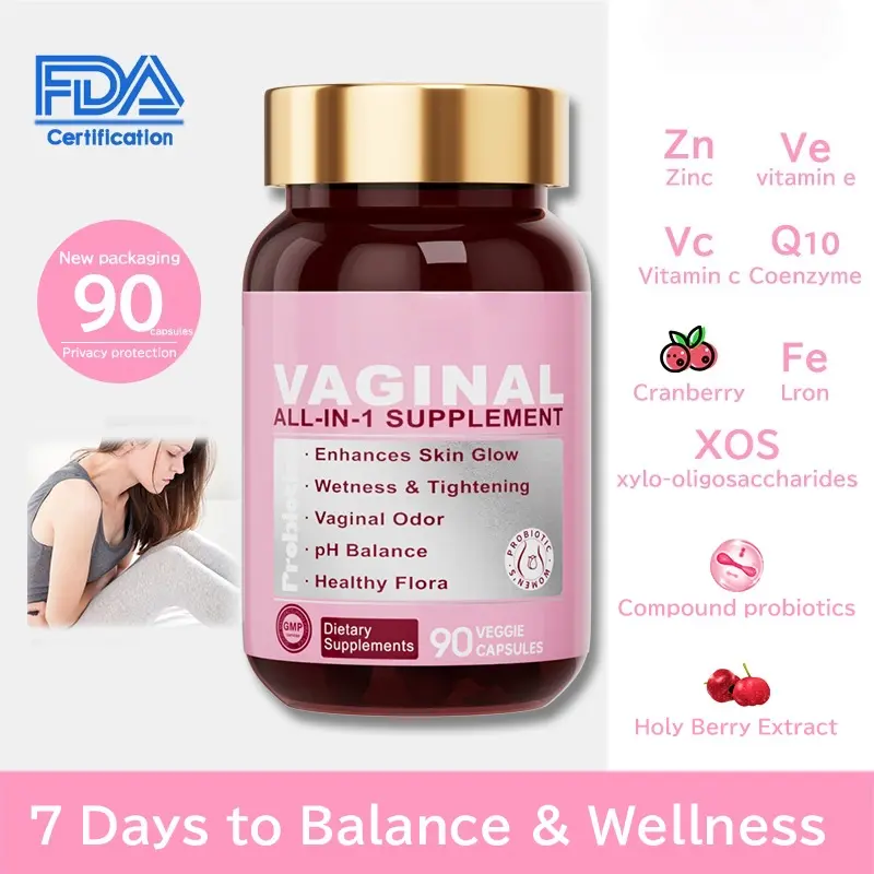 Women's Feminine Wellness Probiotics Dietary Supplement Capsules - Gut Support, Digestive Health, Gluten-Free, Vitamin C, Intimate Flora Balance, Private pH Stabilization, Odour Control, Moisture & Comfort Boost, Self-Care Gift