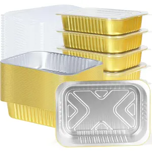 20 Pack 5 LB 11"x8"x2"   Foil Pans with  Heavy Duty, Foil  Containers with , Disposable Tin Foil Pans for Meal Prep, Freezer, Heating and Takeout