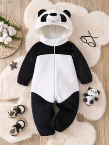 Cute Panda Baby Onesie for Autumn Winter, Warm and Cozy, Essential for Daily Outings, Two-In-One Design, Perfect for Cold Weather