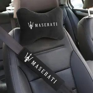 New Fashion Car Seat Belt Protect Shoulder Pads Cervical Spine Headrest Neck Pillow For Maserati Quattroporte Spyder Levante Coupe GranTurismo Mc20 Ghibli Car Accessories