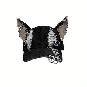 [Desert Wolf Ears Cap] Colorful Desert Wolf Ears Cowboy Baseball Cap - Unique Animal Theme Accessories for Women - Buckle, Sun Protection Adjustable Trucker Hat