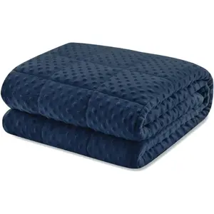 Weighted Blanket  15lbs for Adult(60"80",Navy Blue) Breathable Soft Minky Weighted Throw Blanket for All Season,Heavy Blanket with  Glass Beads