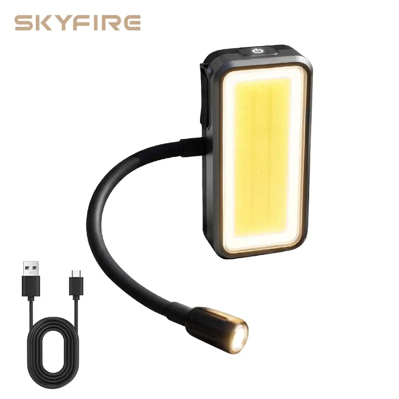 SKYFIRE 9001 Rechargeable Flexible Gooseneck Portable Mechanic Light - Adjustable LED Flashlight, Multifunction Light, 360° Bendable Neck, Dimmer Control, 5 Modes, Magnetic Hook & Clip, for Auto Repair, Garage Users