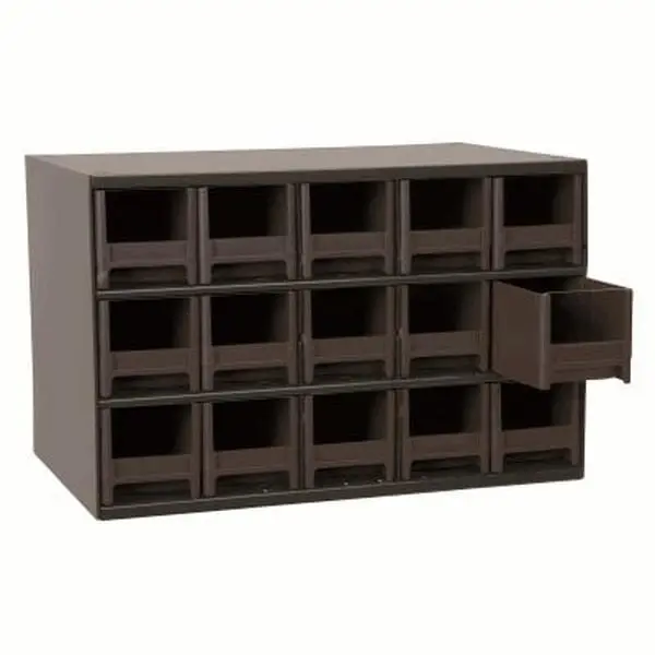 Akro-Mils Dust-Free Freestanding Industrial HD Steel Storage Cabinet - 15 Drawers, Gray, 11 in L x 17 in W x 11 in H, 18.75 lbs, 11 L X 17 W X 11 H In.