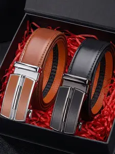 Men's Fashion Automatic Buckle Belt, Alloy Self-Buckle PU Waistband Adjustable Strap Belt for Various Occasions, Business Men's Belts, Elegant Belt Buckle