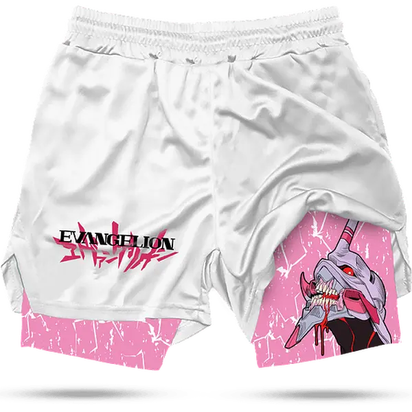 Evangelion EVA Performance Shorts for Men Above the Knee Summer Y2K Style Cotton Polyester Spandex Layer with Pockets FallFreshness Casual Fit Active
