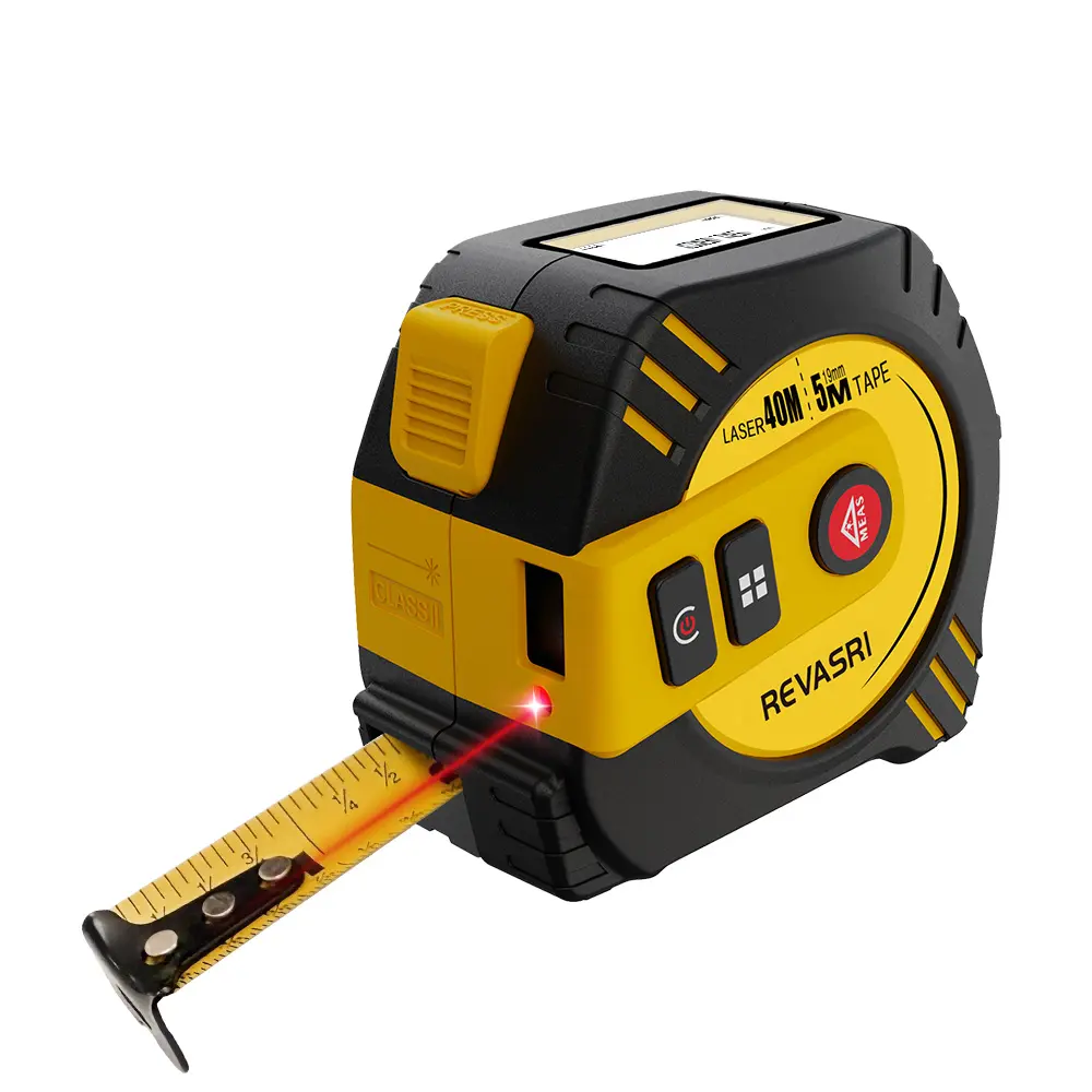 Revasri 2 in 1 Digital Laser Tape Measure & 16ft AutoLock Tape, 40M/130ft LCD Display, High Precision Tool for Hardware, Digital Measuring Tape, 2-In-1 Combo
