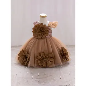 Girls' Party Dress - Mid-Length, Asymmetric Neckline, Sleeveless Princess Sleeves, Pleated Polyester Viscose Blend, Non-Stretch, Flared Hem, With Appliqué, Regular Fit Suitable Teenagers, Girls' Clothing