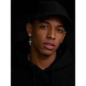 Fashion Inlaid Cross Hip-hop Earrings Street Style Accessories Ideal for Birthday Valentine's Day New Year Gift