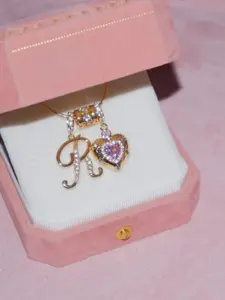 Dopamine Princess Elegant Sweet Style Zircon Heart Pendant and 26 Initial Letter Pendants DIY Stackable Custom Initial Letter Necklace, Perfect Gift for Girls and Women