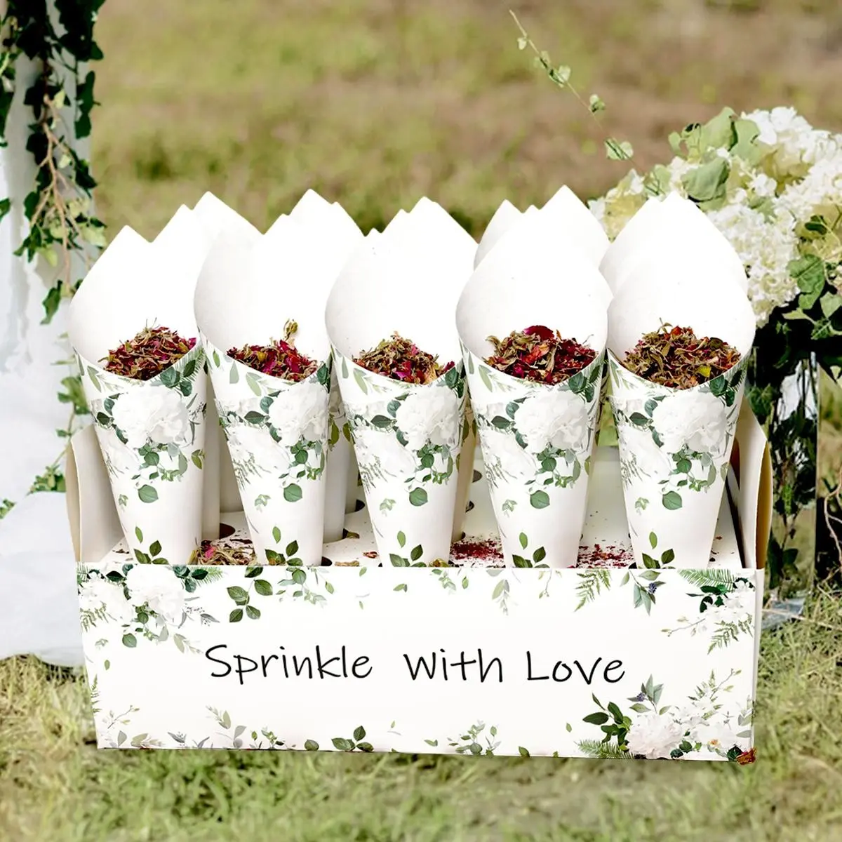 Wedding Confetti Cone Holder Box Set, Includes 30 Cones, Paper Board Party Tray, Ideal for Weddings, Parties, Celebrations, Decorations, Party Favor, Wedding Party Supply