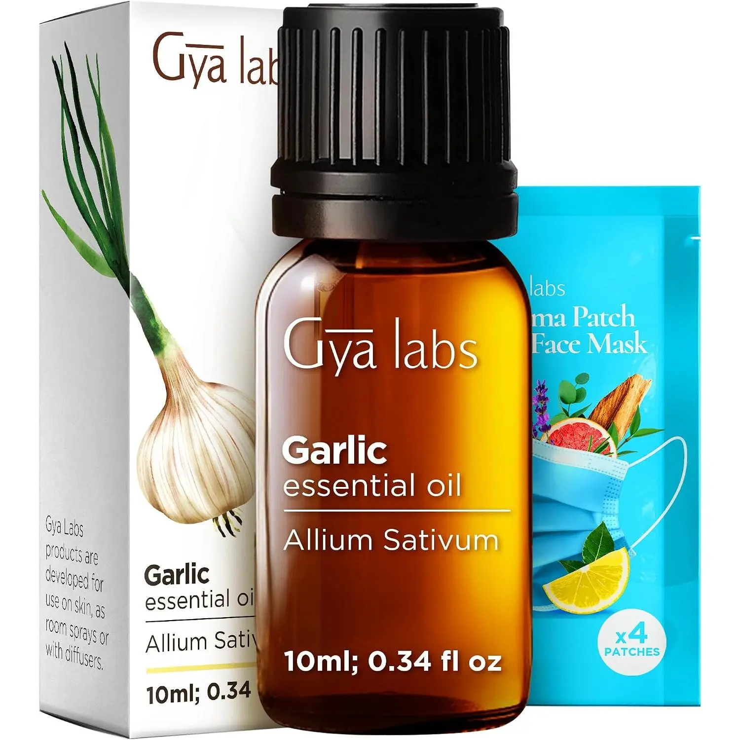 Gya Labs Pure Garlic Essential Oil - 0.34 Fl Oz - Garlic Oil for Hair, Skin, Diffuser, Aromatherapy & DIY Candle Making Scent