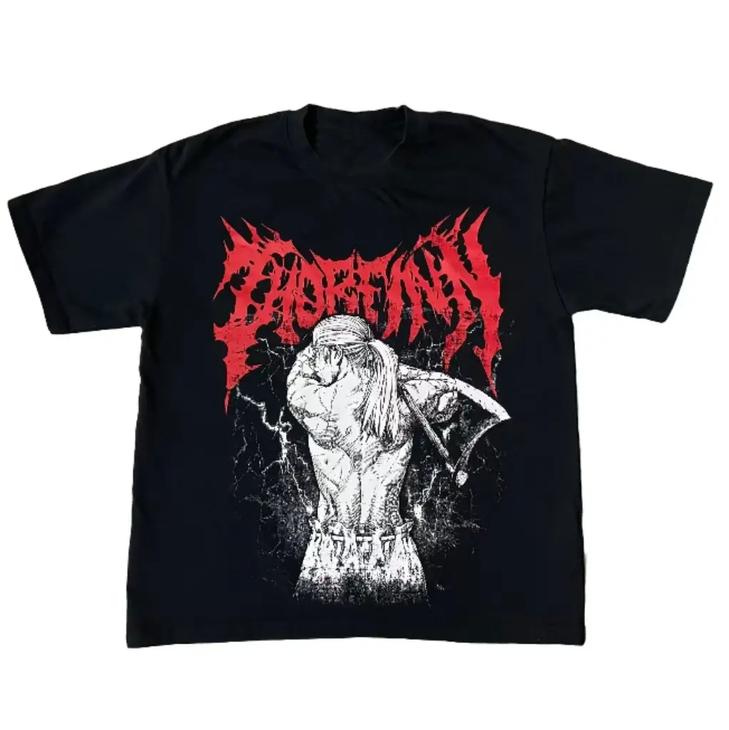 Vintage Thorfinn Viking Warrior Print T‑Shirt, Death Metal Aesthetic Anime Unisex Casual Streetwear Tee