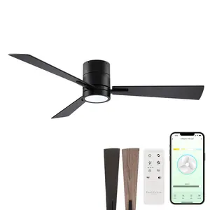 Breeze 3-Blade Indoor or Outdoor Smart Flush Mount Ceiling Fan with Remote Control & App Control
