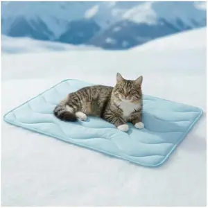 Dog Cooling Mat for Medium Dogs, 30"x20" Breathable Self Cooling Crate Mat for Dogs & Cats, QMAX>0.5 Portable Washable Pet Cooling Mat for Dog Bed, Thickened Cool Fiber Indoor/Outdoor Summer,Blue