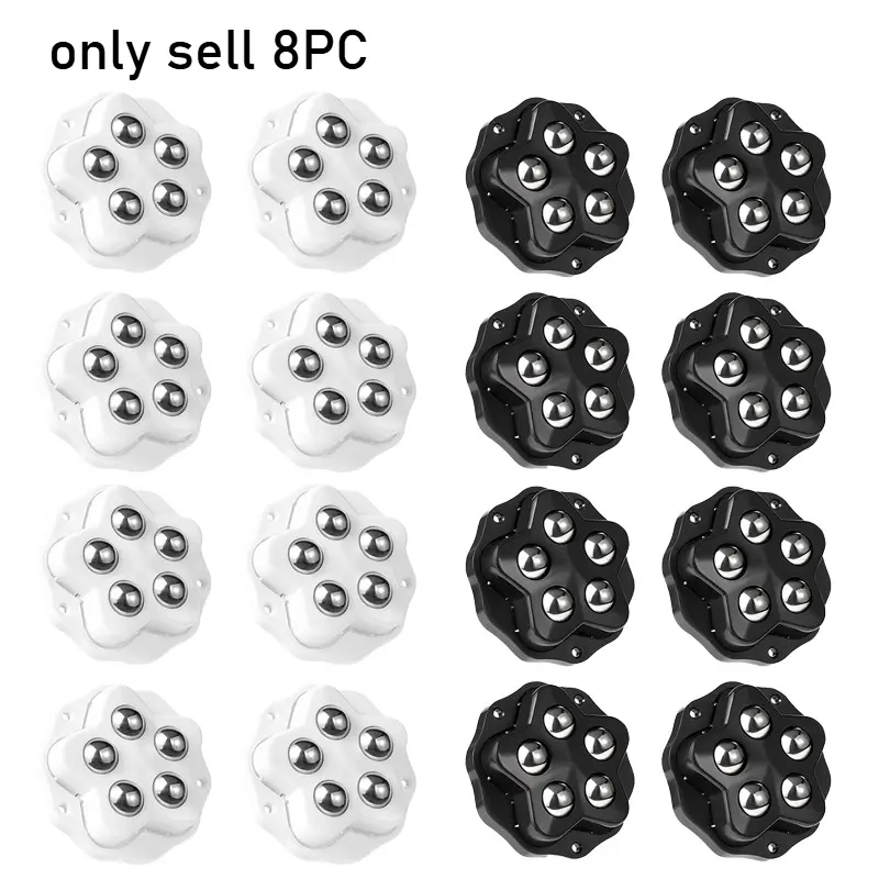 8PCS Self Adhesive Caster Wheels Super Load-bearing 5 Beads Universal 360° Rotating Wheels For Home Appliances Storage Boxes Heavy Duty Casters