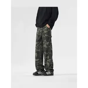 American Style Camouflage Jeans for Men and Women Spring High Street Hip-Hop Sports Long Pants Hip-Hop Trendy Versatile Logging Pants