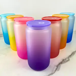 16 oz Frosted Ombre Glass, Drinkware, Tumblers, Reusable Cup, Wholesale Cups, Water Bottle 16 oz Frosted Ombre Glass, Drinkware, Tumblers, Reusable Cup, Wholesale Cups, Water Bottle