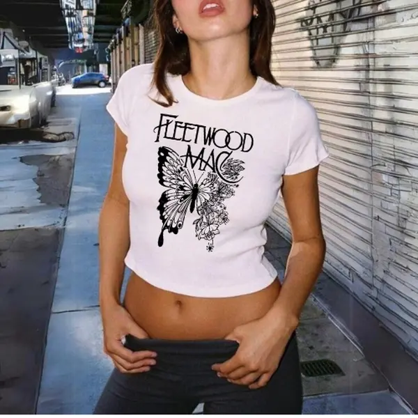 Fleetwood Mac Baby tee, Music Graphic Tee, Vintage Style Band Shirts, Womenswear