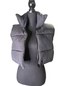 Cropped Black Puffer Vest