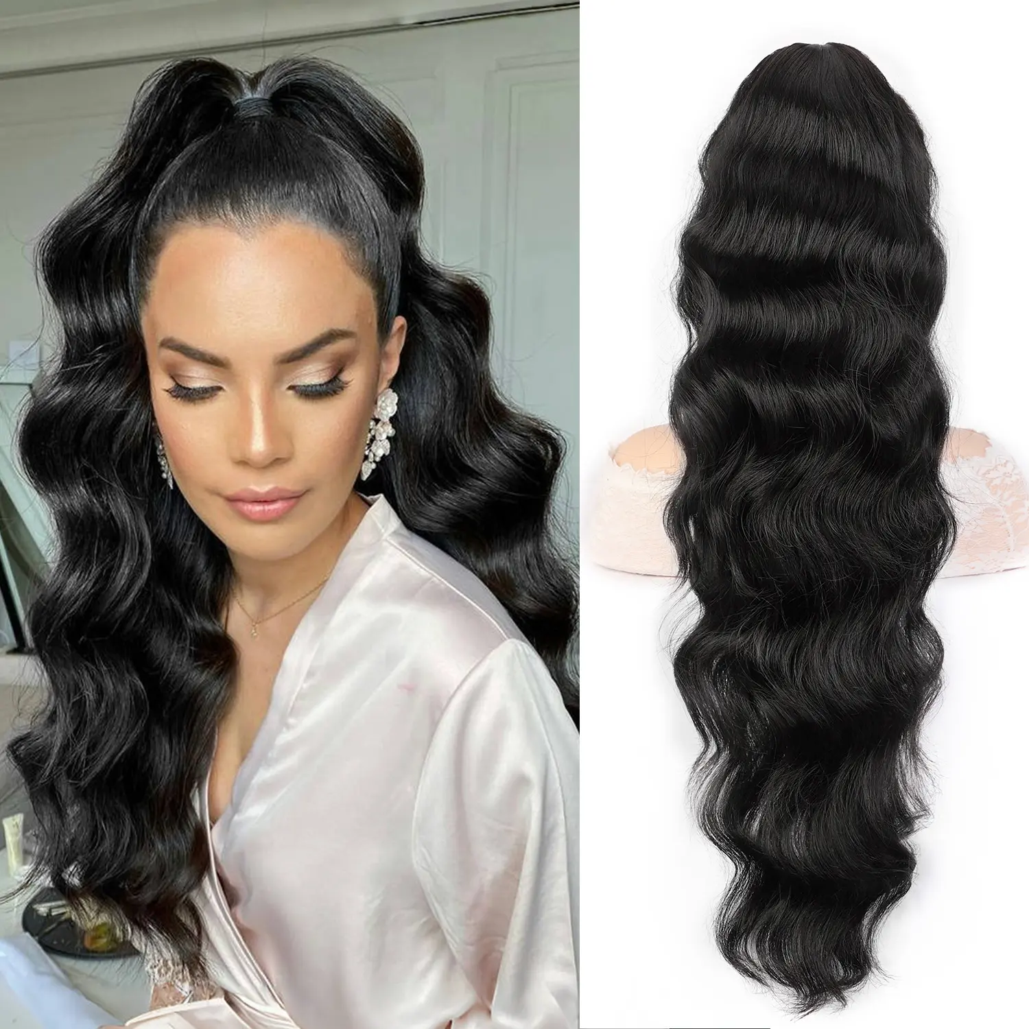Ponytail Extension, 26" Claw Clip in Ponytail Extensions Layered Wavy Claw Clip Ponytail Hair Extensions Synthetic Fake Pony Tails Hair Extensions Hairpieces