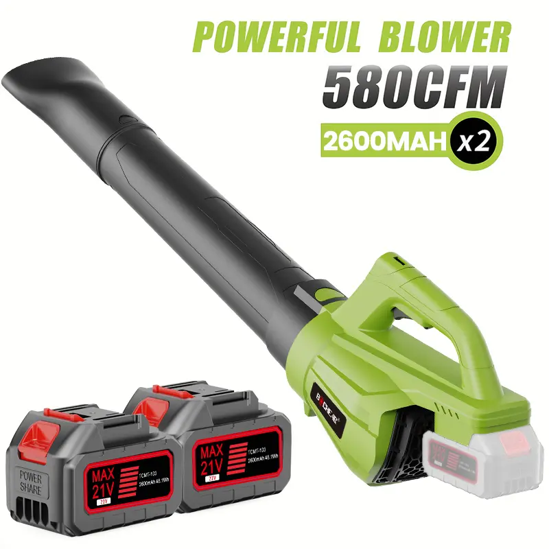 Cordless Leaf Blower, 2600mAh 6-Speed Variable Handheld Air Blower with Dual Batteries & Charger, Multi-Use Cleaner for Lawn Care, Driveway Debris, Floor Water Sweeping