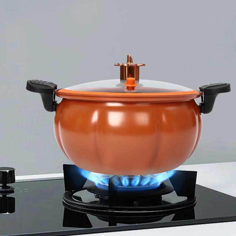 8-Liter Micro Pressure Cooker,Pumpkin-Shaped Non-Stick Pressure Cooker,With Transparent Lid, Small Household Gas Pressure Cooker NONE