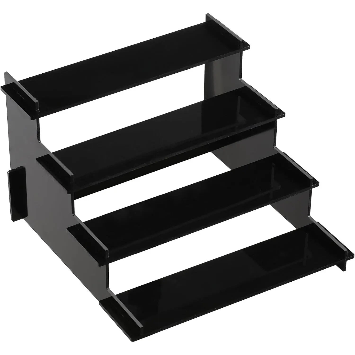 HENABLE 4 Tier Black Acrylic Display Risers, Perfume Organizer Stand, Cupcake Stand Holder, Shelf Risers for Display Stands for Funko POP Figure, Dessert Shelves for Party, Decoration, Racks, Multi-Layered