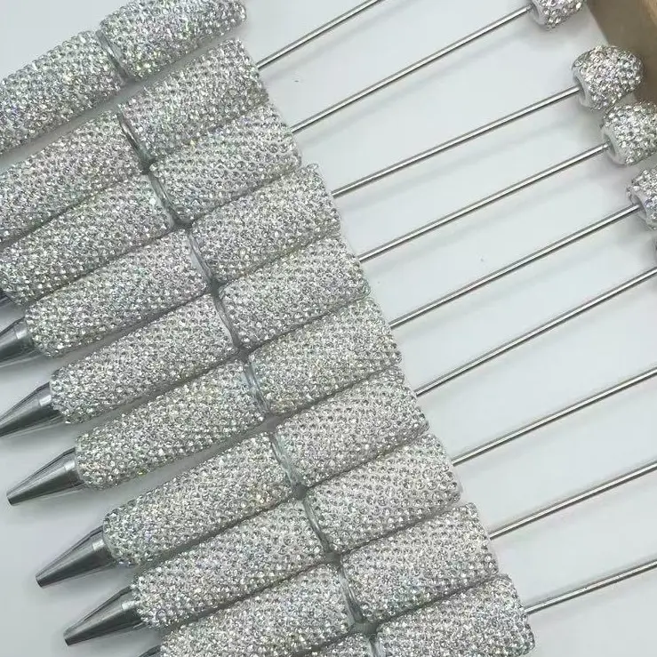 10pcs Glitter Beadable Pens Full Rhinestone Fancy Pens for Beads Cute Journalling Pens for Women Fun Bling Ballpoint Pens Tween girls Gifts Trendy Stuff