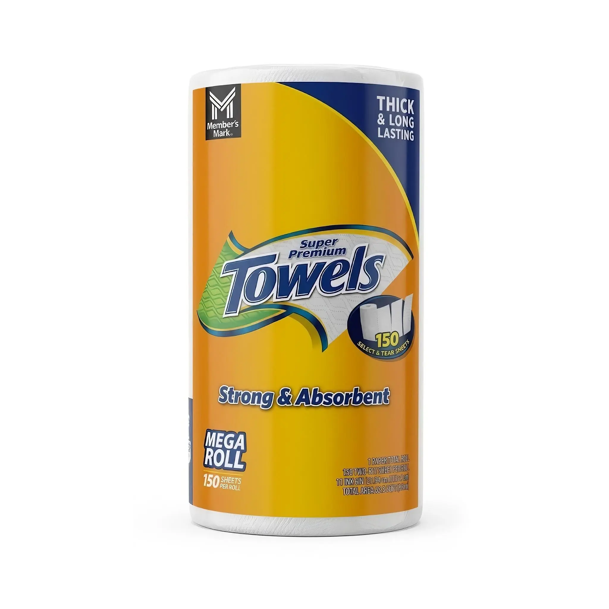 M.M Super Premium Paper Towels Perforated Kitchen Paper Towel Rolls 1 Mega Roll Each Roll 150 Sheets Strong & Absorbent