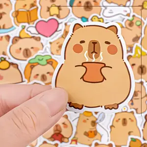 50/100 Cute Capybara Cartoon Stickers, Fun Accessories for Luggage Phone Mug and Car, Self-Adhesive Stickers