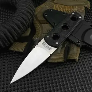 High-hardness wear-resistant Compact fixed blade knife with sheath, 440C steel blade, ABS handle. Versatile outdoor utility knife for camping, hiking, and fishing. Durable and easy to carry.