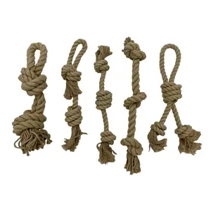 Eco-Friendly Knotted Hemp Rope Dog Chew Toys - Dye-Free & Non-Toxic, Assorted Shapes for Play, Made in the USA for Dental Health