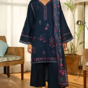 Casual Lite three piece embroidered Pakistani linen suit
