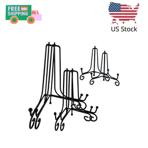 6PCS 3 Size Black Iron Plate Stands for Display - 4, 6, 8 Inch