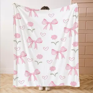 Bow Pattern Blanket, Soft Comfortable Throw Blanket, Cool Bedroom Bedding Blankets, Warm Napping Blanket for Home Office Travel Camping