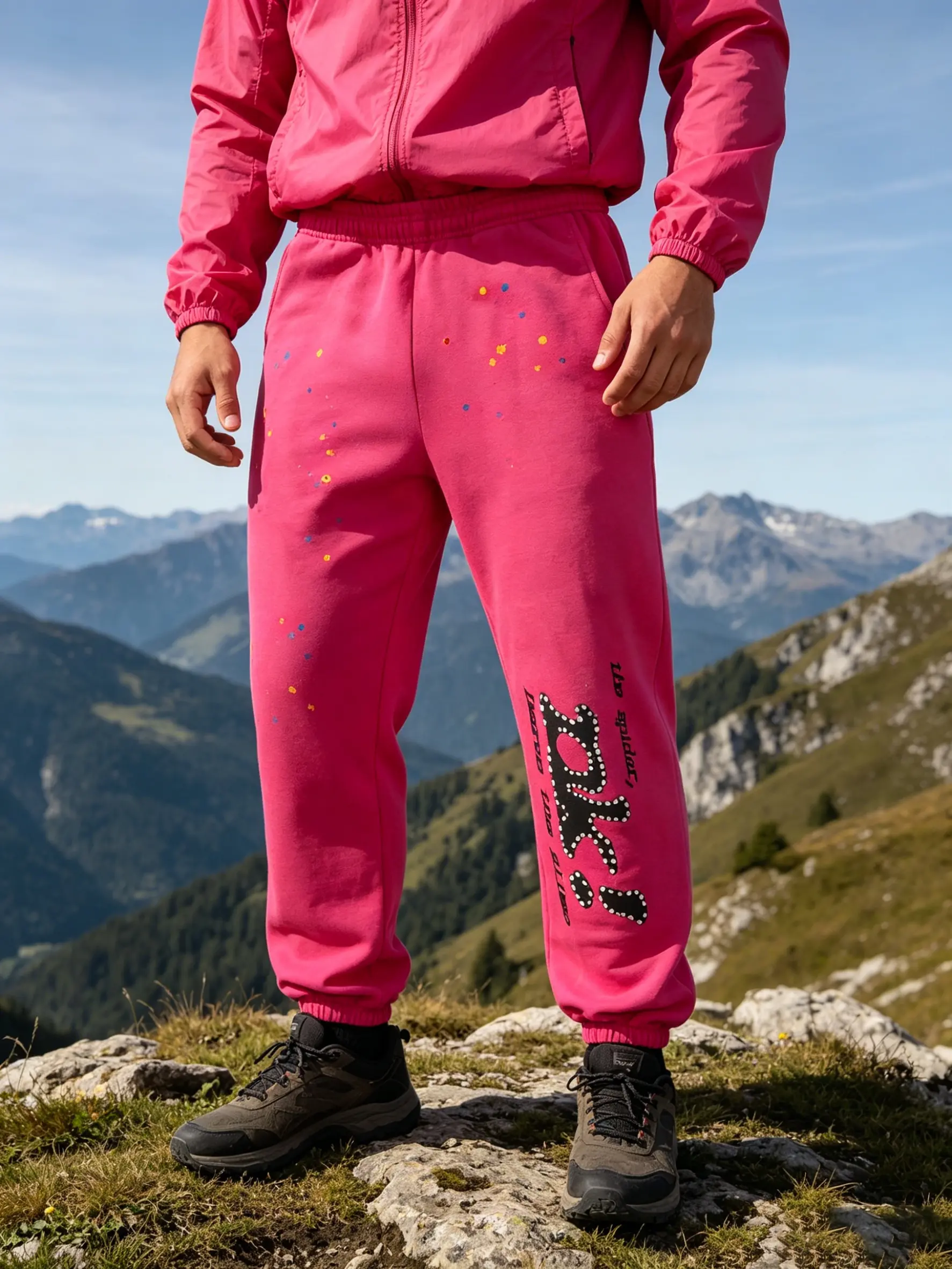 Hip Hop Graffiti "OK" Print Sweatpants, Men's Loose Fit Streetwear Joggers, Colorful Star Splatter Detail, Contrast Letter Design, Elastic Drawstring Waist, Cuffed Ankles, Comfortable Cotton-Blend Casual Trousers for American Street Style Enthusiasts
