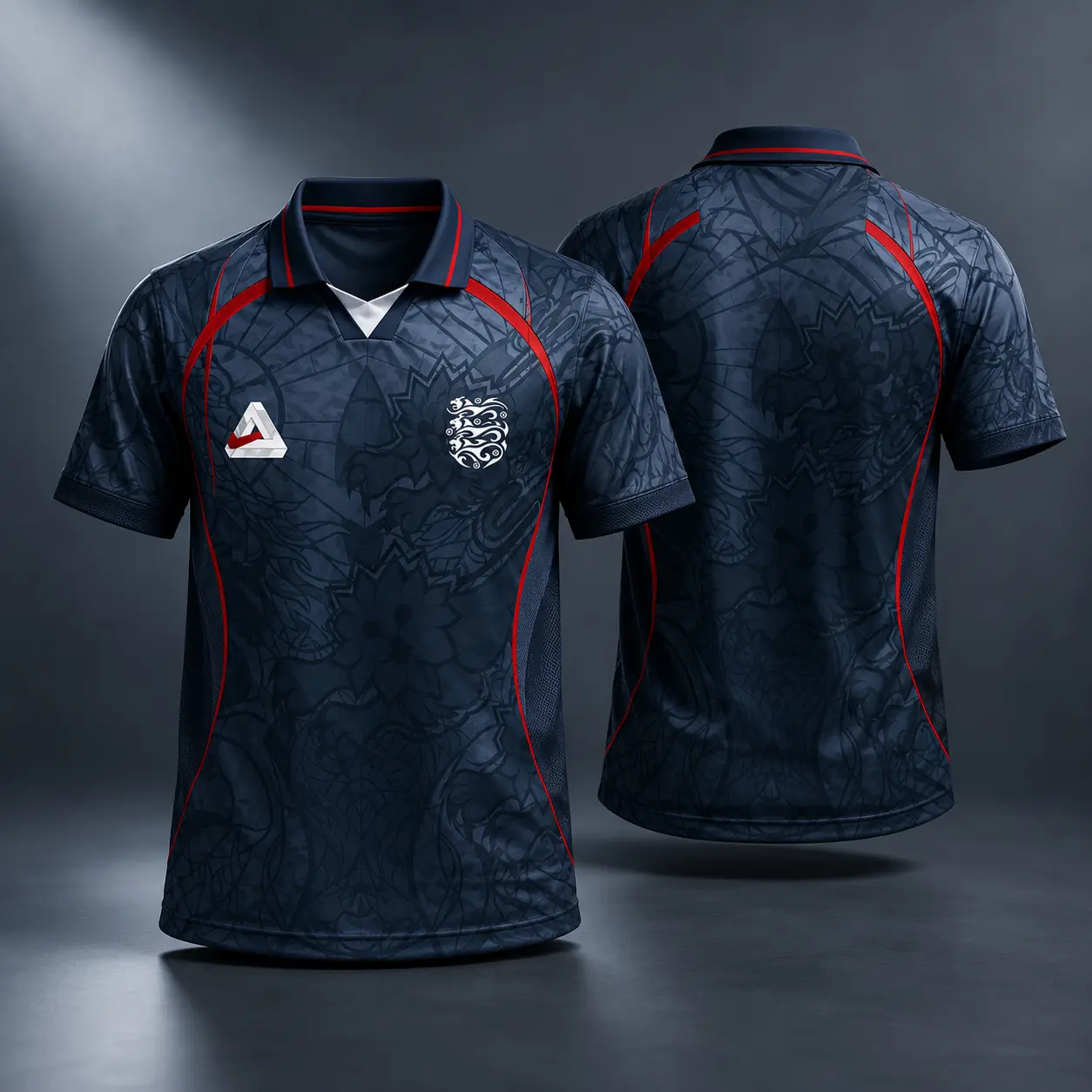 Vintage England-Inspired Navy Short-Sleeve Soccer Jersey, Retro Collared Football Fan Top with Red Trim, Lightweight Casual Streetwear Travel Outfit