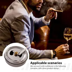 Stainless Steel Ashtray, Windproof Design, Durable & Stylish, Perfect for Home Use, Ideal Gift for Men & Women, High-Quality Material