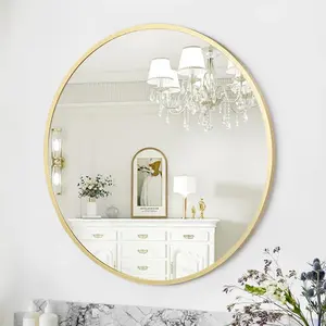 [NEW PRODUCT - FLASH SALE] Garvee Gold Circle Mirror 24 inch HD Eco-Friendly Round Bathroom Mirror Matte Black Metal Frame Easy Install