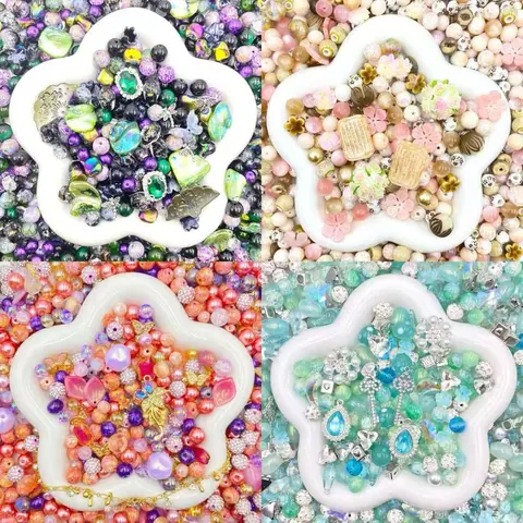 Jewelry Making Beads Mix for DIY Jewelry & Crafts – 8/10/12mm Glass, Resin & Metal Beads