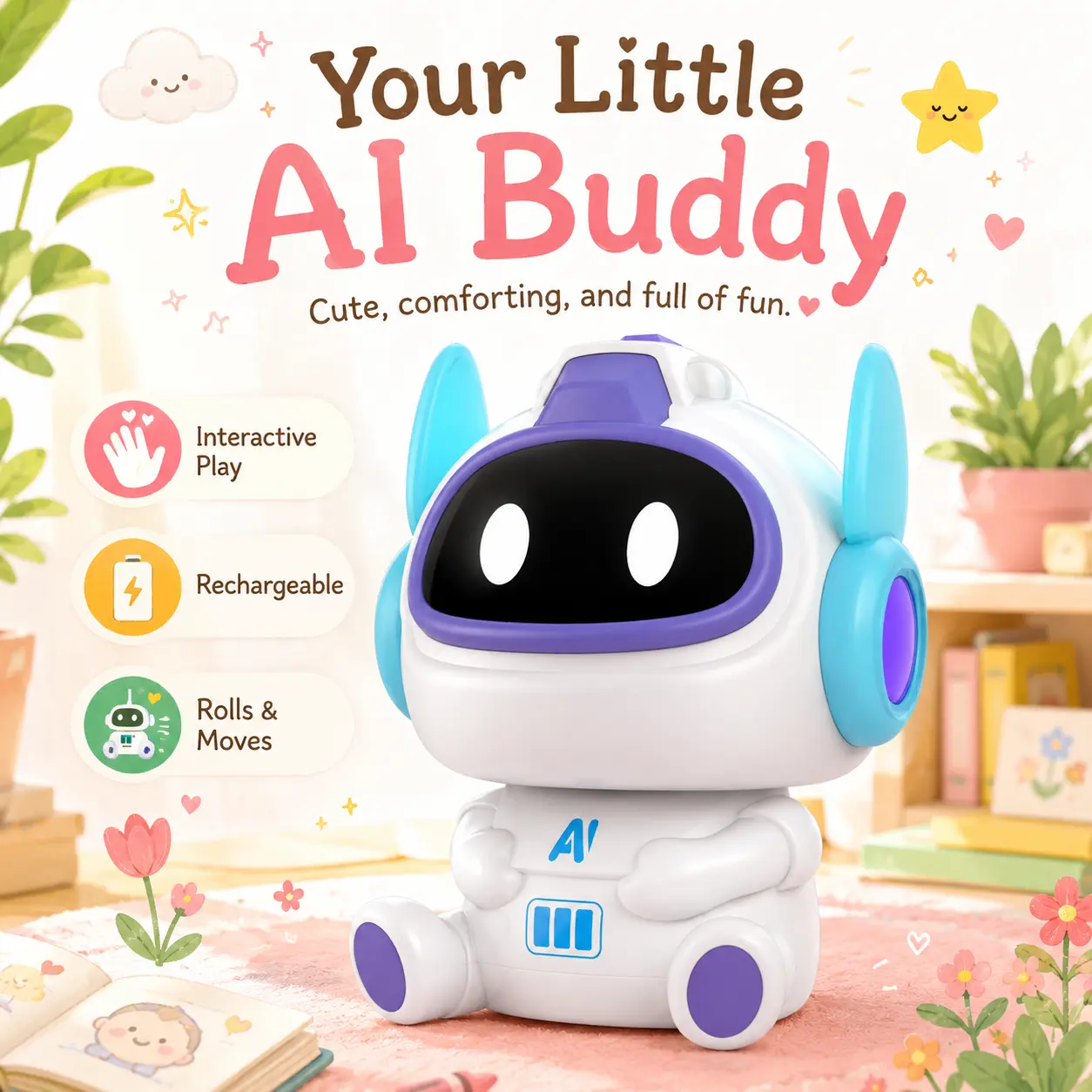 Unisex AI Companion Robot, Infunity Toy Desk-Size Smart Talking Voice-Activated Electronic Pet - Moves, Spins, Screen-Free Educational Learning Tool, Cute Desktop Ornament Multi-Mode Robot Vacuum Cleaner, Voice Control