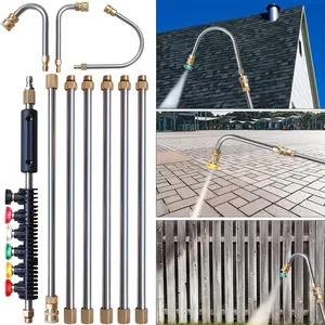 120-Inch High-Pressure Washer Extension Rod, 10 Stainless Steel Nozzles, U-Type & 30°/90° Bends, 4000 Psi, Residential/commercial Use