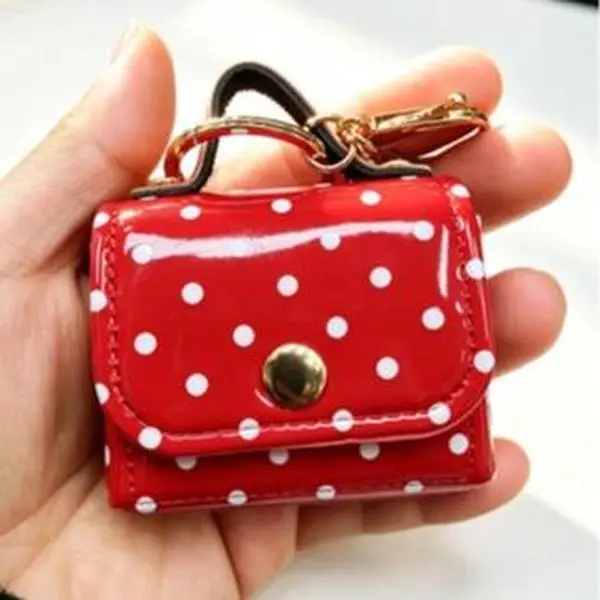 Polka Dot Bag Keychain - Red