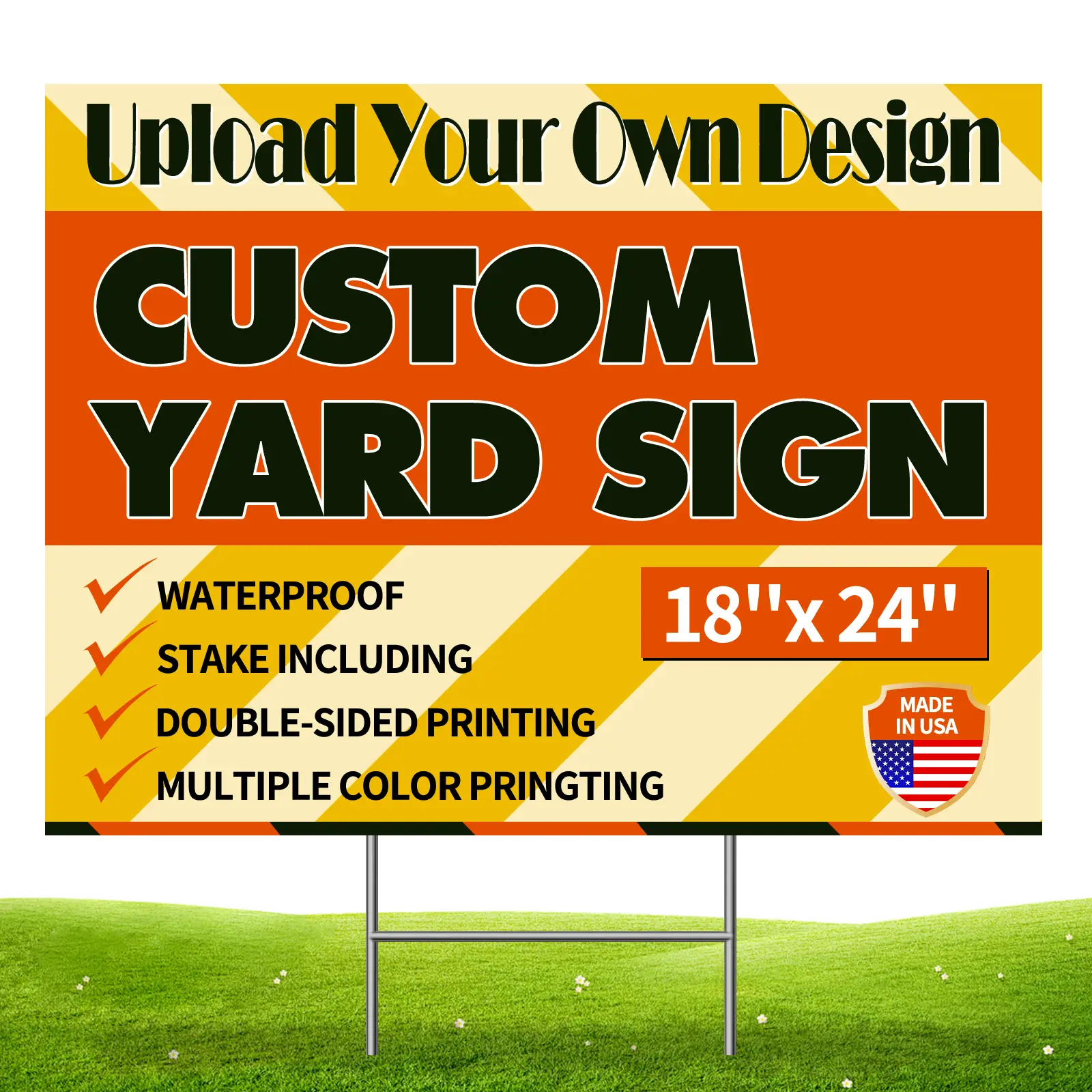 Custom Yard Sign with Stakes, 18"x24", Personalized, Double Sided | Customized Full Color Lawn Sign, Decorative Double Sided Print Outdoor Sign for Home, Garden, Party, Events,